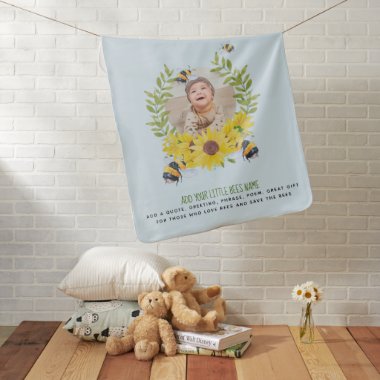 BEES and Sunflowers Photo New Baby Baby Blanket