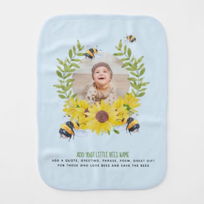 BEES and Sunflowers Photo New Baby Baby Burp Cloth