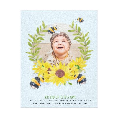 BEES and Sunflowers Photo New Baby Canvas Print