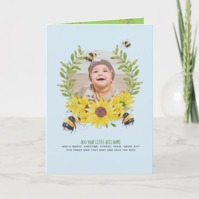 BEES and Sunflowers Photo New Baby Card
