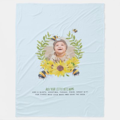 BEES and Sunflowers Photo New Baby Fleece Blanket
