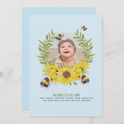 BEES and Sunflowers Photo New Baby Invitation