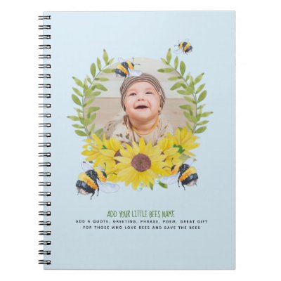 BEES and Sunflowers Photo New Baby Notebook