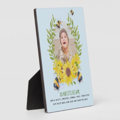 BEES and Sunflowers Photo New Baby Plaque