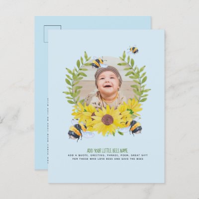 BEES and Sunflowers Photo New Baby Postcard