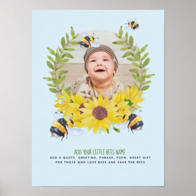 BEES and Sunflowers Photo New Baby Poster