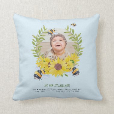 BEES and Sunflowers Photo New Baby Throw Pillow