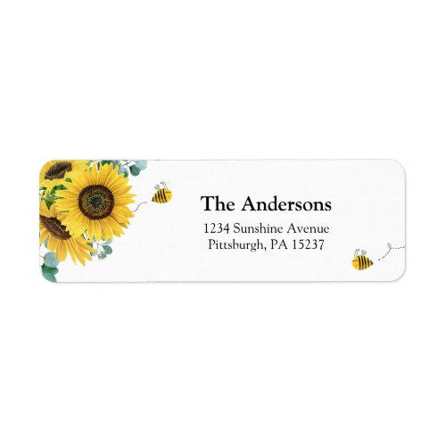 Bees and Sunflowers Return Address Label