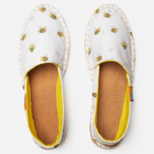 Bees and White Flowers Pattern Espadrilles