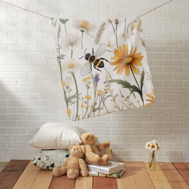 Bees And Wildflowers,  Baby Blanket (In Situ)