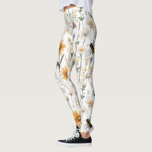 Bees And Wildflowers,  Leggings