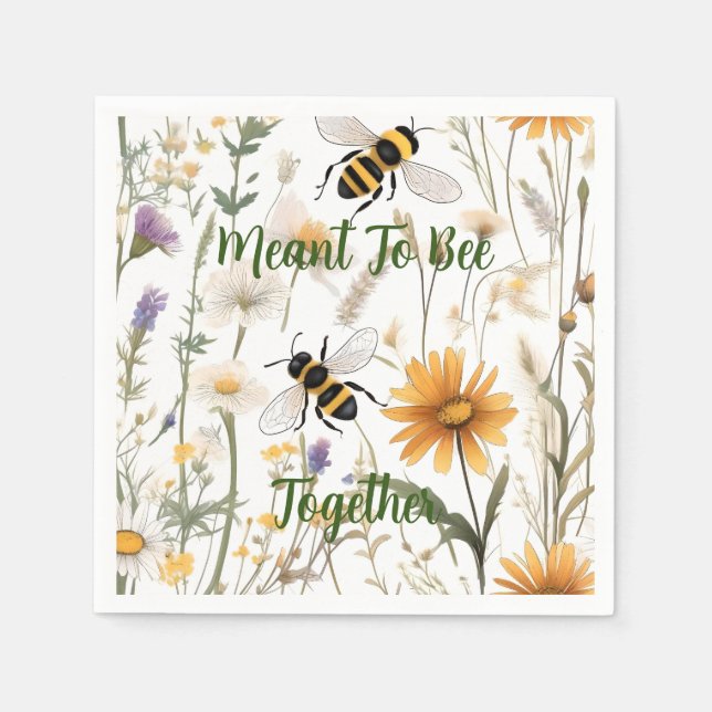 Bees And Wildflowers Meant To Bee Together, Napkins (Front)