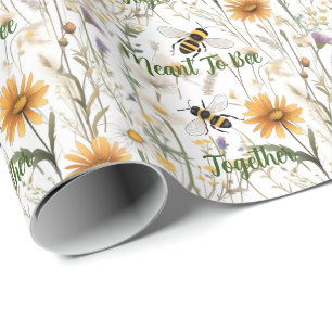Bees And Wildflowers Meant To Bee Together, Wrapping Paper