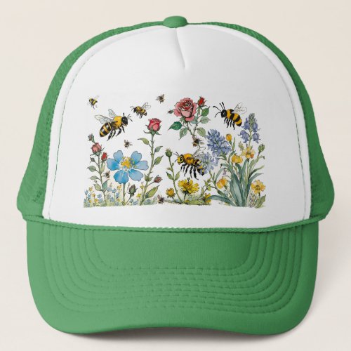 Bees and Wildflowers Trucker Hat