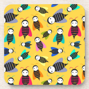 bees animal pattern beverage coaster