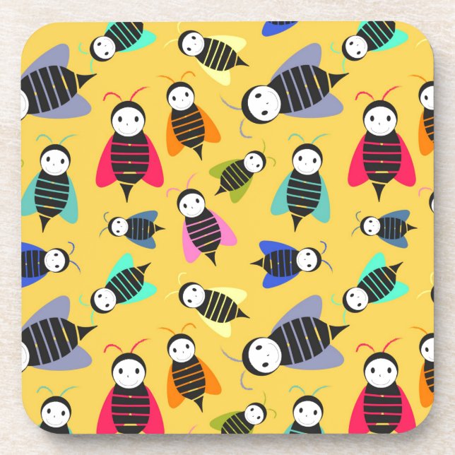 bees animal pattern beverage coaster (Front)