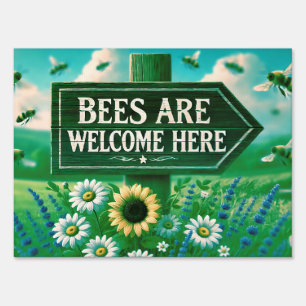 Bees Are Welcome Here – Green Sign