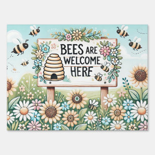 Bees Are Welcome Here – Soft Beehive Sign