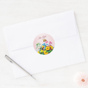Bees Baby Shower Pink Floral Pacifier Classic Round Sticker