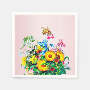 Bees Baby Shower Pink Floral Pacifier Napkins