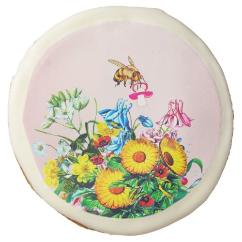 Bees Baby Shower Pink Floral Pacifier Sugar Cookie
