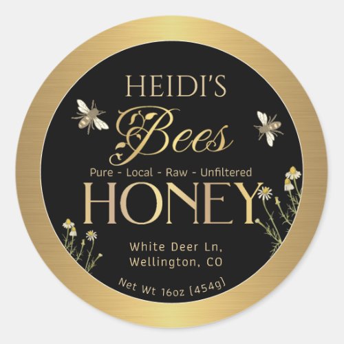 BEES Beekeeper Name Honey Label Metallic Gold     