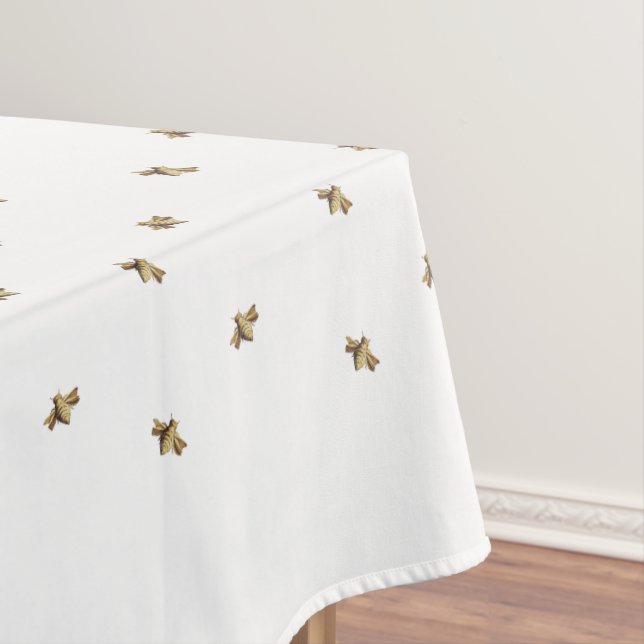 Bees - Bees - Bee white bee Tablecloth (In Situ)