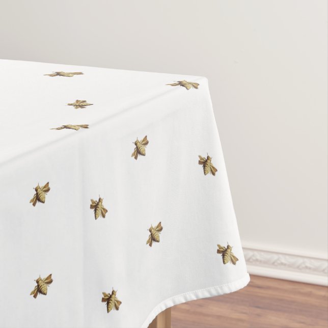 Bees - Bees - Bee white bee Tablecloth (In Situ)