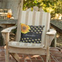 Bees black yellow sunflower name script