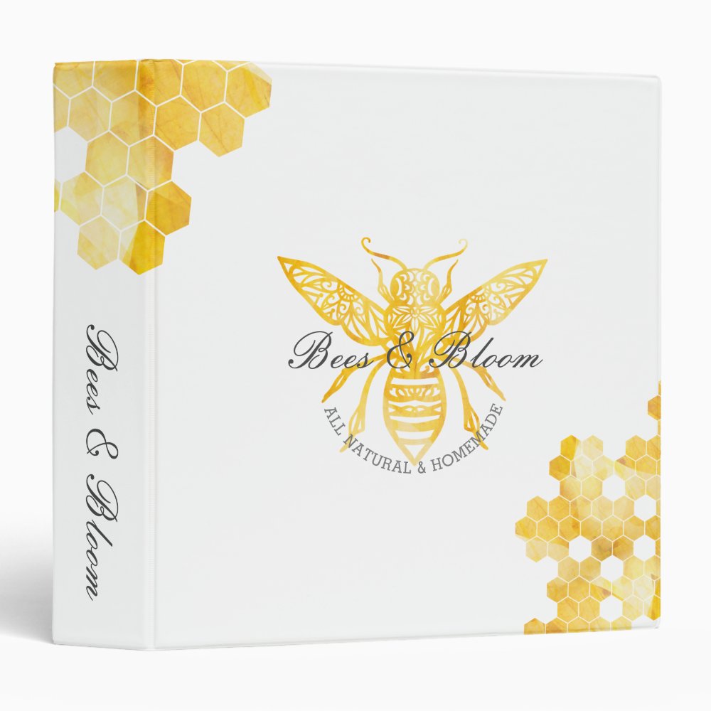Bees and Bloom Floral Elegant and Decorative Honey Bee 3 Ring Binder