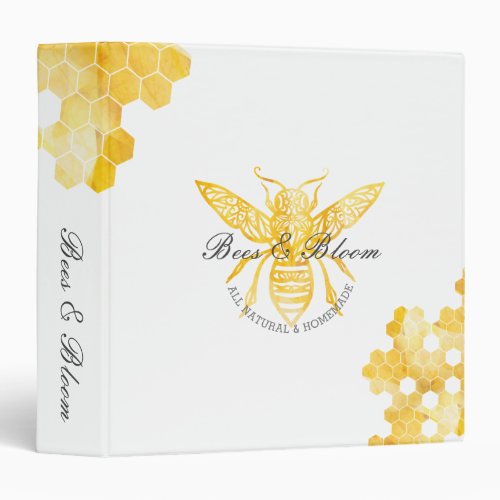 Bees  Bloom Floral Elegant  Decorative Honey Bee 3 Ring Binder