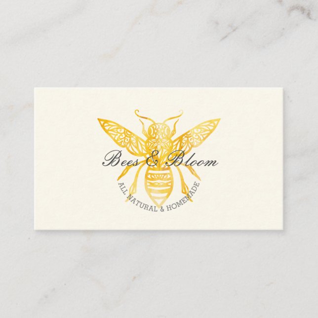 Bees & Bloom Floral Elegant & Decorative Honey Bee Business Card (Front)