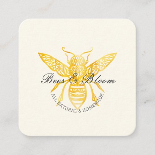 Bees  Bloom Floral Elegant  Decorative Honey Bee Square Business Card