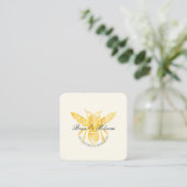 Bees & Bloom Floral Elegant & Decorative Honey Bee Square Business Card (Standing Front)