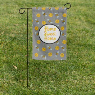 Bees & Buttercups on Gray Garden Flag