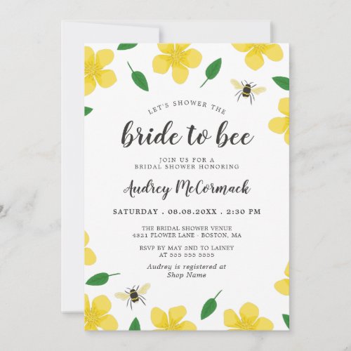 Bees  Buttercups Shower the Bride to Bee Invitation