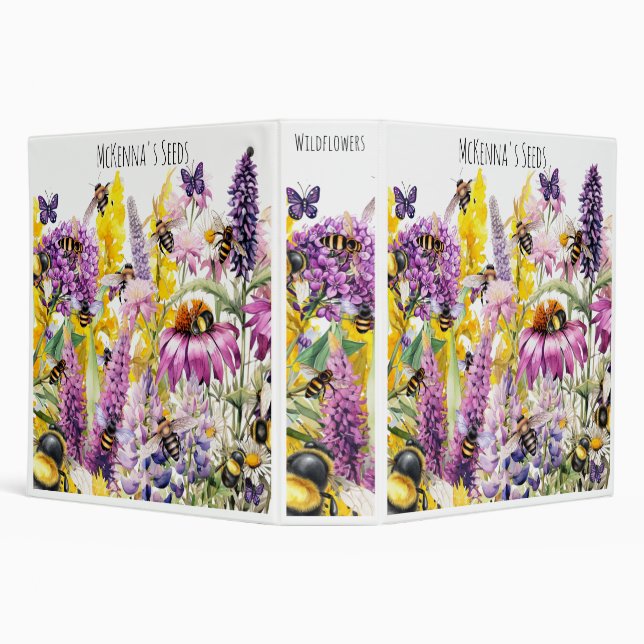 Bees Butterflies and Wildflowers 3 Ring Binder (Background)