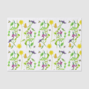 Bees Butterflies Botanical Dandelion Wildflowers Tissue Paper