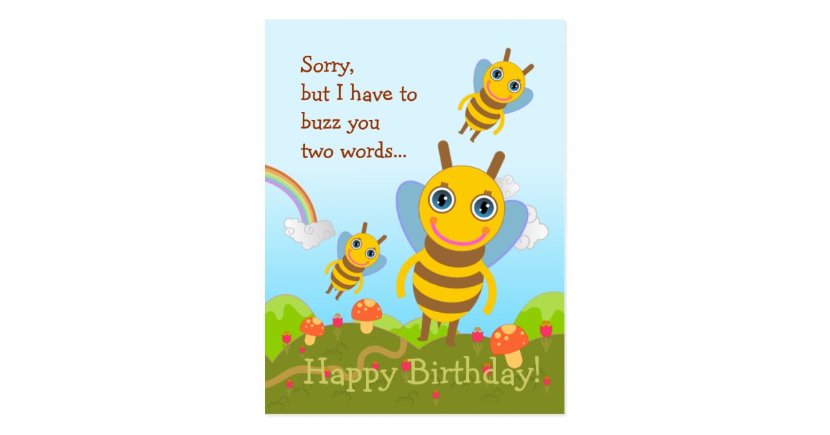 Bees buzz Happy Birthday Postcard | Zazzle.com