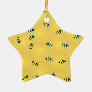 Bees Buzzing Ceramic Ornament
