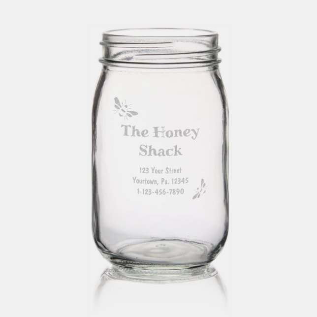 Bees Custom Honey 12 Oz Mason Jar (Glassware)