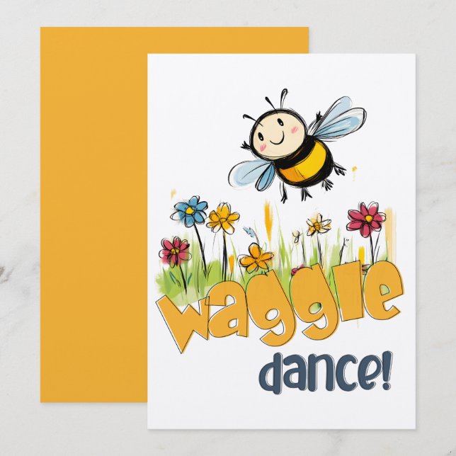 Bees’ Cutesy Waggle Dance رقصة النحل Invitation (Front/Back)