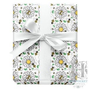 Bees & Daisies Spring Gift Wrapping Paper