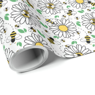 Bees & Daisies Spring Gift Wrapping Paper
