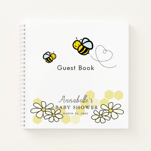 Bees  Daisies Yellow Baby Shower Guest Book