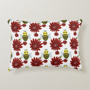 Bees floral pattern accent pillow
