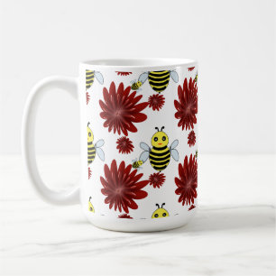 Bees floral pattern coffee mug