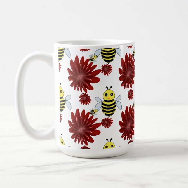 Bees floral pattern  coffee mug (Left)