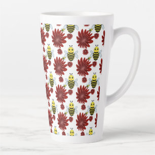 Bees floral pattern latte mug
