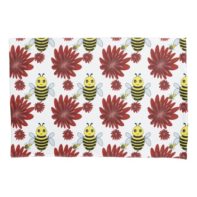 Bees floral pattern  pillow case (Front)